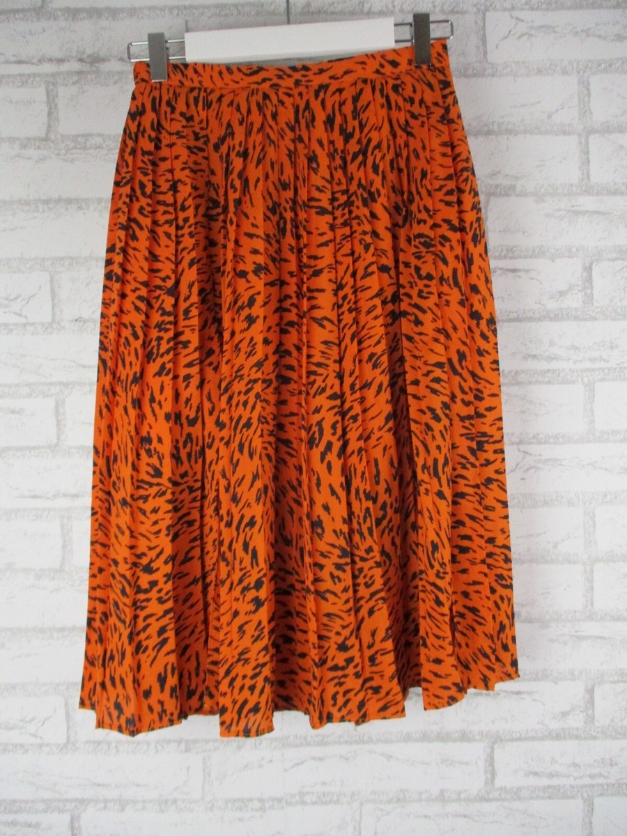 Pleated Skirt Orange Animal Print Midi Skirt Country Road Womens A