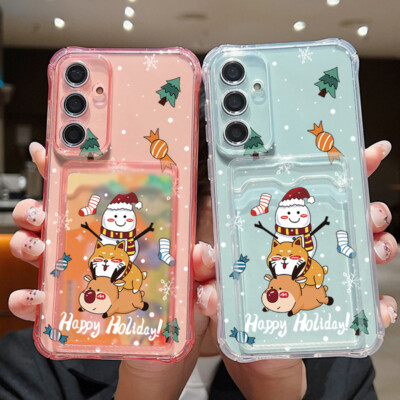 For Samsung S24 Ultra S23 A16 A55 ShockProof Clear Card Wallet Phone Case Cover