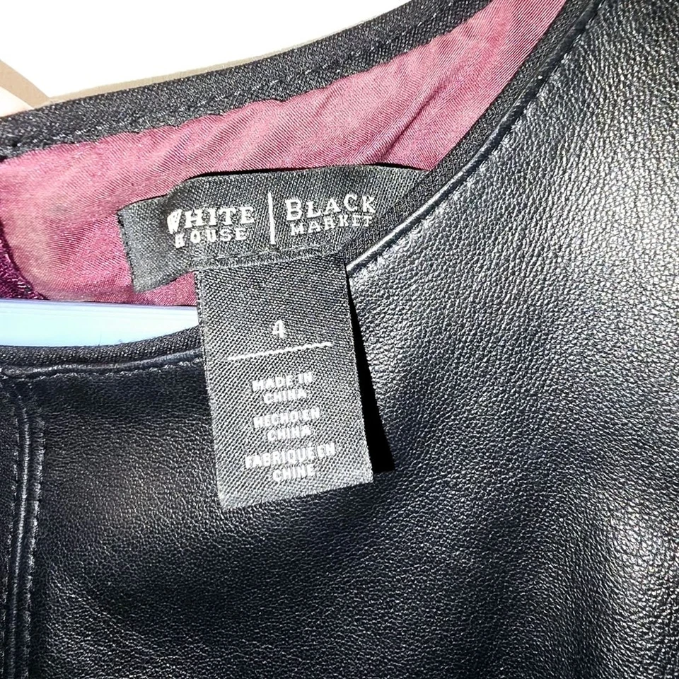 White House Black Market Leather Bodice Top Size 4 - Image 3 of 4