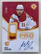 Mikael Backlund 2023-24 Upper Deck Ultimate Pro Threads Patch Auto /99 #PT-MB