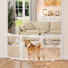 Snughome Clear Freestanding Dog Gate, 23.62" H Acrylic Pet Gate, 61.2" W
