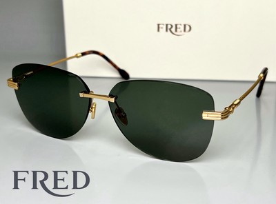 Brand New FRED Sunglasses Aviator FG40045U 30N 61-150 Gold 24k Plated Rimless