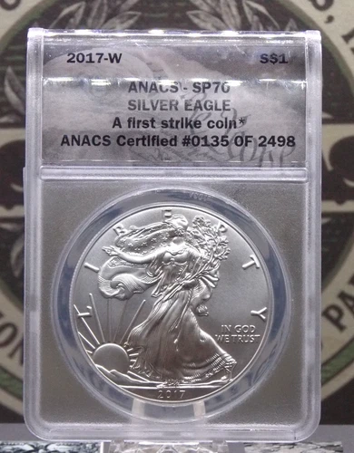 2017 "W" Burnished American SILVER Eagle $1 ANACS SP70 #0135 First Strike ECC&C