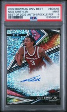 2022 BOWMAN UNIV BEST NICK SMITH JR/25 BEST OF 2022 AUTO-SPECKLE POP 1 PSA 9