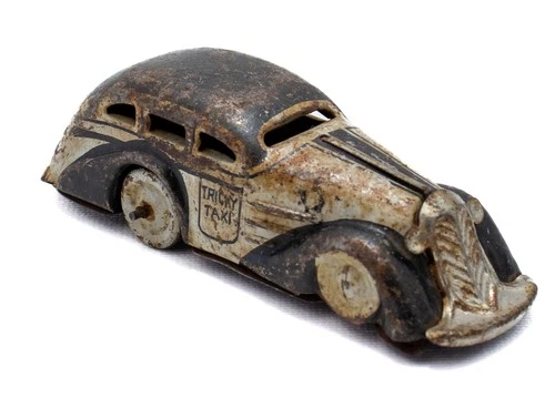 Vintage Marx Tin Litho Car 1930s Tricky Taxi Wind Up Car No Key Rustic