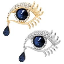 Honbay 2PCS Alloy Rhinestones Evil Eye Brooch Pins Good Luck Lapel Pins Demon...