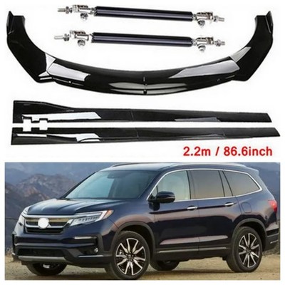 Front Lip Splitter + Side Skirt Rocker Lip Gloss Black For Honda Pilot 2003-2022