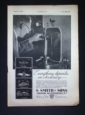 Original 1943 Werbung S. Smith & Sons Härteprüfmaschine Genauigkeit