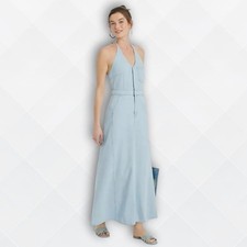 Universal Thread Women s Halter Neck Denim Maxi Dress Light Wash Blue NWT
