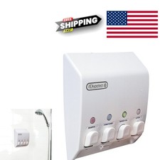 Stylish White Shower Dispenser 4 Chambers No Tools Required for Installation