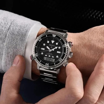 Brand New Seiko Prospex Arnie Solar SNJ033 Black Dial Steel Watch
