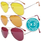 3x Pilot style Sunglasses Fashion 80s Retro Designer Shades Mens Womens Ladies