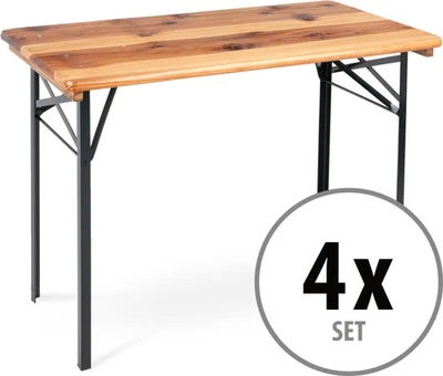 4x Table Jardin Terasse Pliable Bois Extérieur Meuble Camping Bière Balcon 117cm - Photo 1/4