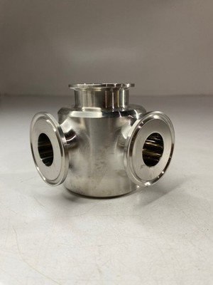 (1) STAINLESS STEEL 3-Way Tri-Clover 90° Fitting 1'' & 1-1/2'' 1953-1E-B Corner