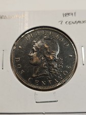 1891 Argentina 2 Centavos Noce Copper Coin High Detaisl#A20