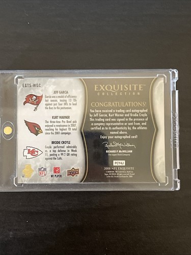 Kurt Warner Trio Auto Exquisite 2008 - Picture 2 of 2