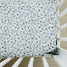 Blue Blossom Muslin Crib Sheet by , Soft and Breathable Bed Sheets for Babies...