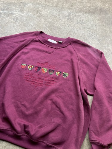 Vintage 90's Structure Ramie Cotton Crewneck Sweater Logo Maroon Men’s XL - Picture 2 of 8