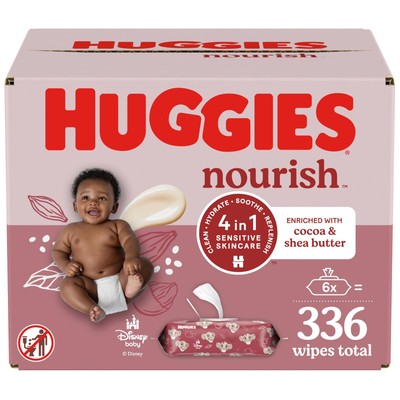 	Huggies Nourish Scented Wipes 6 Push Button Packs 336 Wipes	