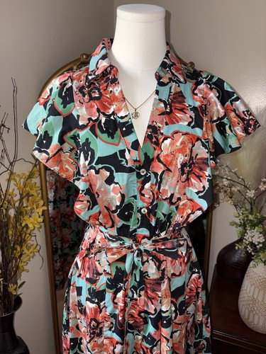 Anthropologie Maeve Ruffle V Neck Dress Floral Maxi Size M Sleeveless - Picture 6 of 14