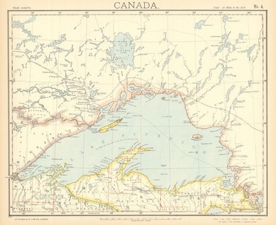 LAKE SUPERIOR. Kanada Ontario Michigan. Leuchttürme & Eisenbahnen. LETTS 1892 Karte