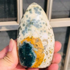 265g Natural Ocean Jasper Quartz Crystal Geode Free-form Reiki Healing