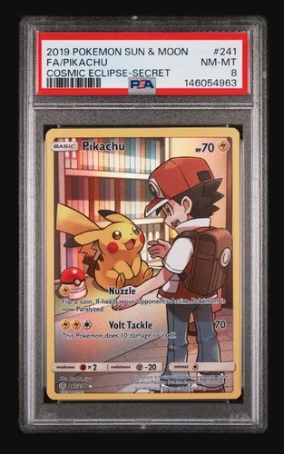 POKÉMON PIKACHU SECRET RARE 241/236 COSMIC ECLIPSE HOLO PSA 8