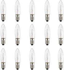 Pack of 15 AC E10 LED Replacement Light Bulbs Top Candle for Fairy Warm White 