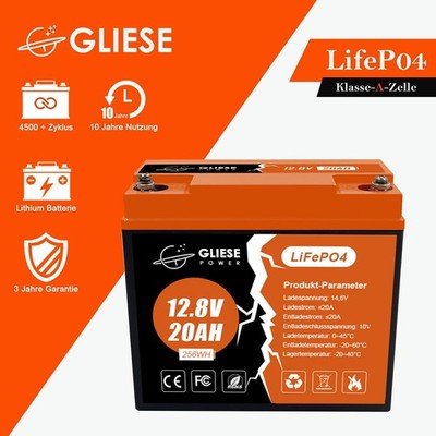20AH LiFePO4 Lithium Batterie 12,8VAkku Für Wohnmobil Solarpanel Off-Grid System