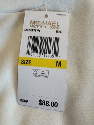 NWT Women’s Michael Kors White T- Shirt Top, Sz.XS; M; Ret $88.00 - Picture 11 of 13