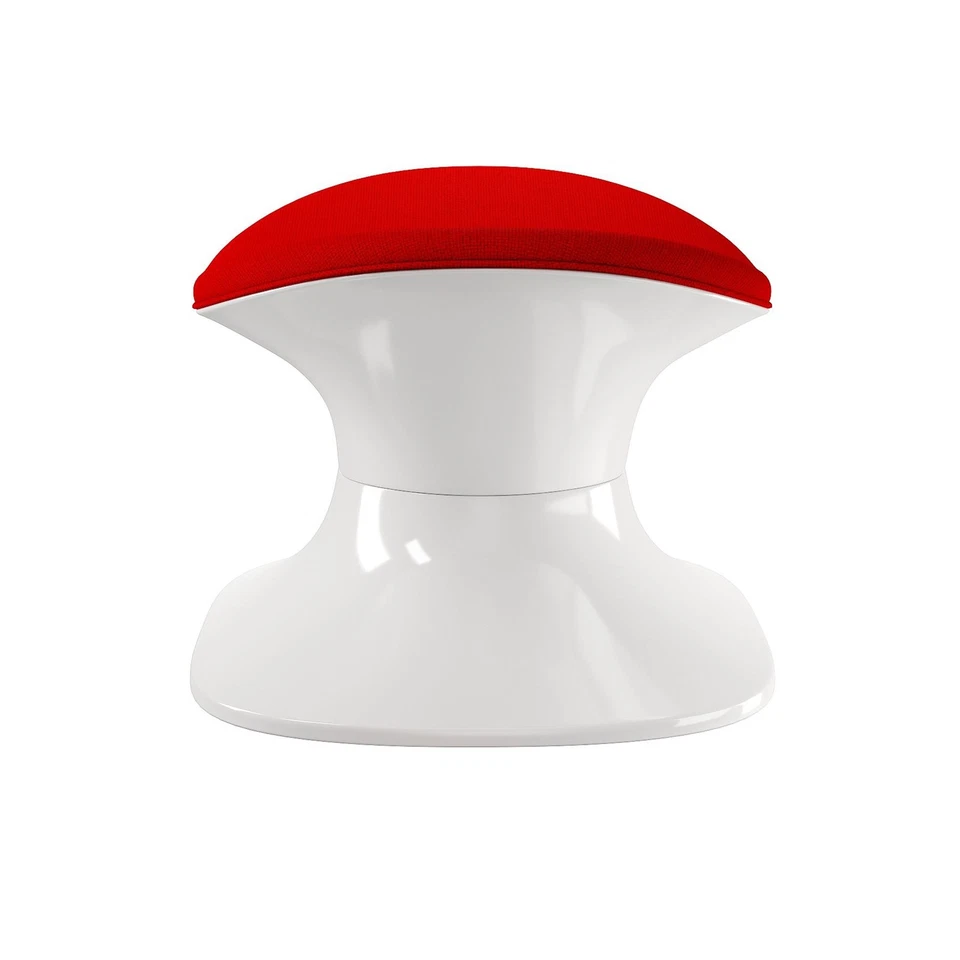 Reposapiés otomano Contempo de lana y fibra de vidrio rojo y blanco de 21" Foto 4 de 4