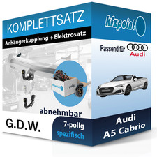 Für Audi A5 Cabrio 11.16- G.D.W. Anhängerkupplung abnehmbar + 7polig E-Satz AHK