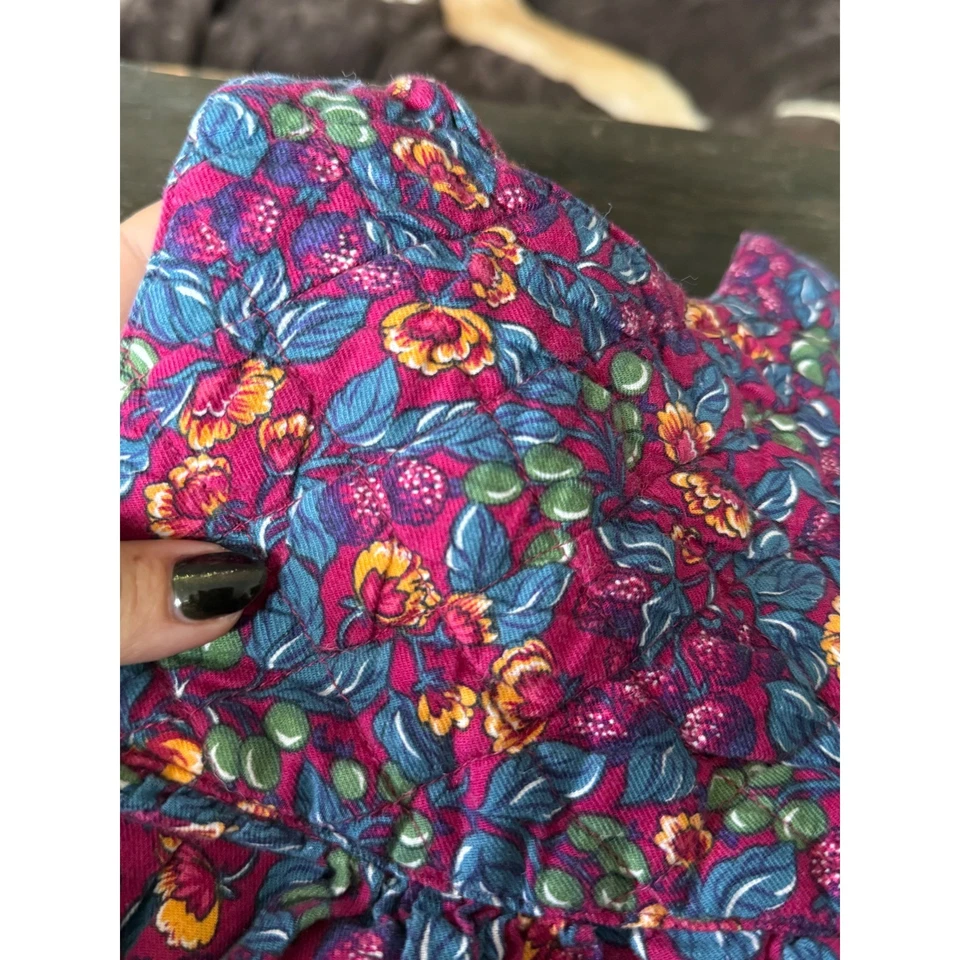 Vintage Baby Girls quilted Floral Jumpsuit Romper Overalls 18 mth Vintage Berry - Image 2 of 4