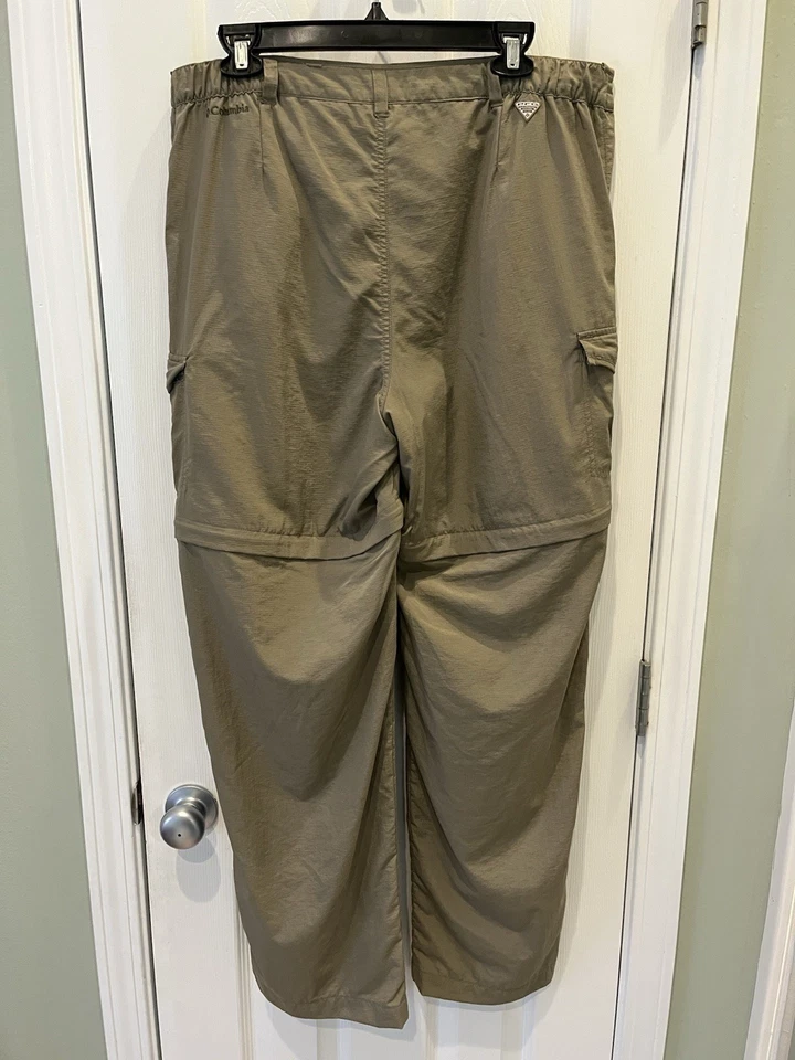 Pantalones convertibles Columbia PFG Omni-Shade para mujer talla L verde piedra plata Ridge Foto 2 de 4