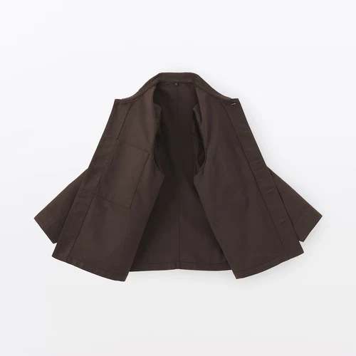 MUJI Mens Organic Cotton Kapok Moleskin Coverall Jacket Dark Brown FedEx image 7