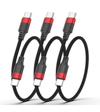 1ft Charger Cord USB C to Type C Braided, 12 Inch USB-C Data Transfer Cable 3 Pa