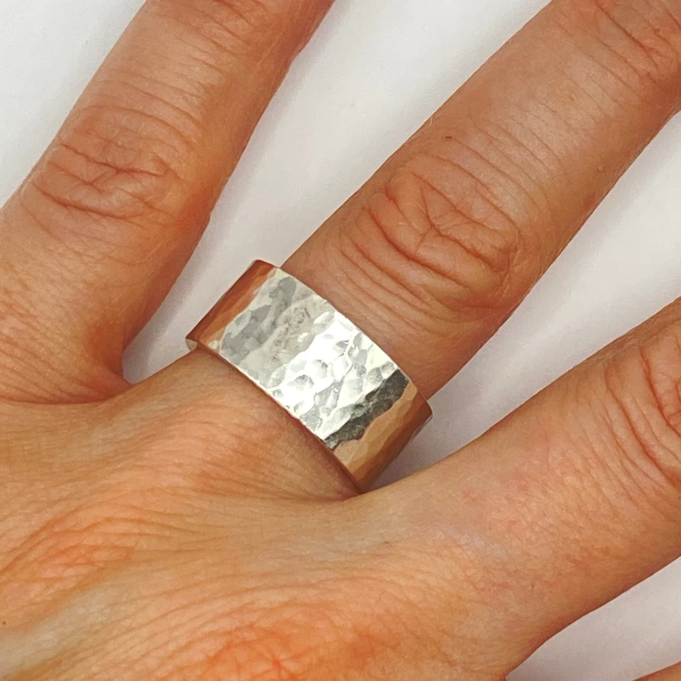 JAMES AVERY 925 Hammered Cigar Band Ring Sterling Silver - Size 8 - Image 3 of 4