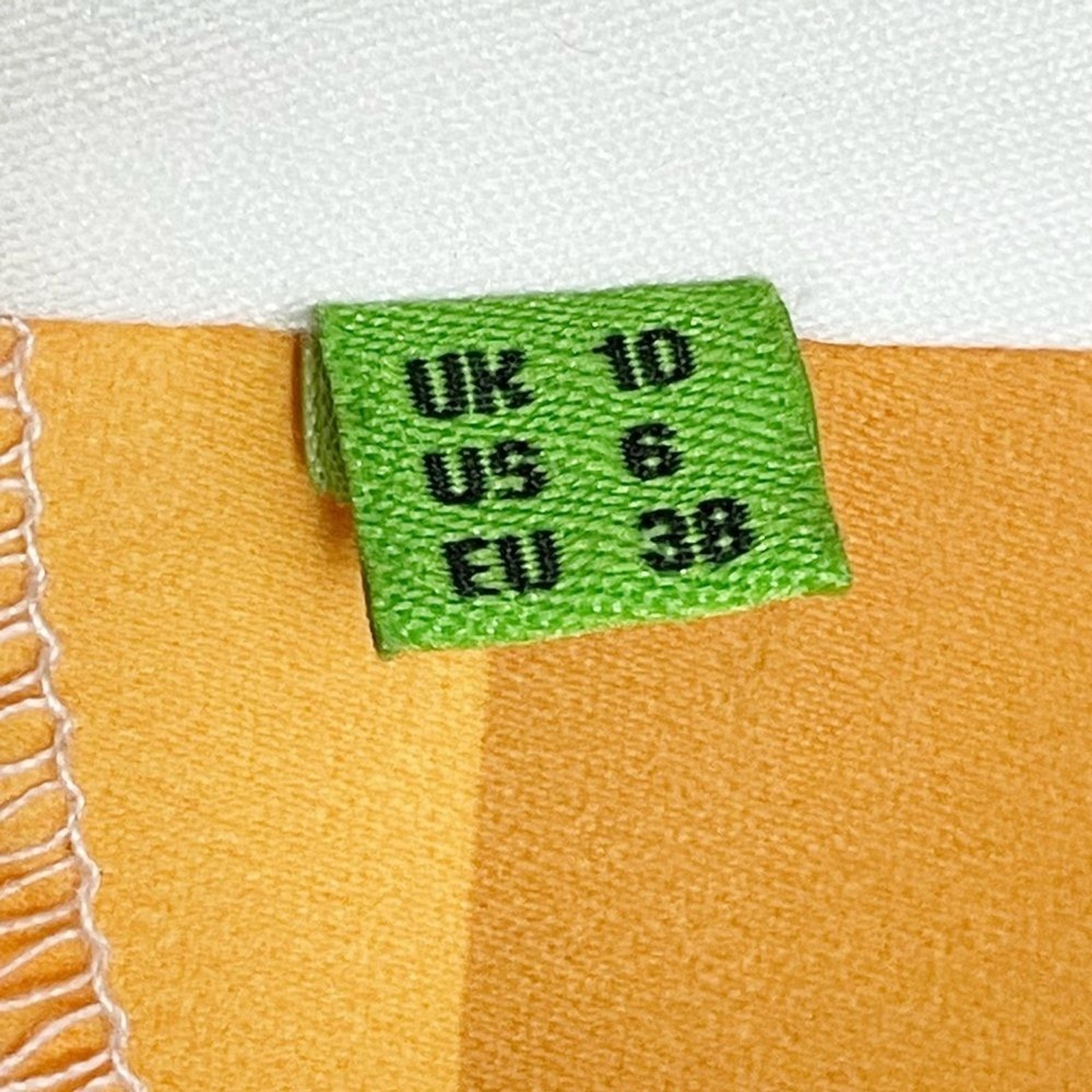 House of Sunny Cinema Dress Orange Yellow Geometric Button Front Midi Size 6 US