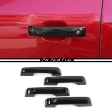 For Ford F150 F-150 2021-2023 Gloss Black Exterior Door Handle Cover Trim 4PCS