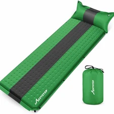 MOVTOTOP Memory Inflatable Sleeping Pad Camping Hiking Padding Cushion - Green