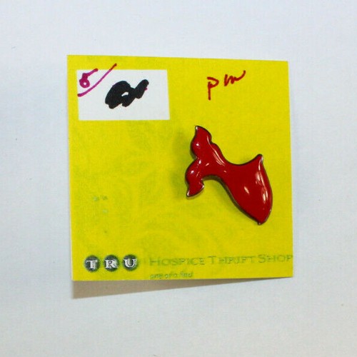 Whale Gold Tone Red Tail Brooch Pin Jewelry Costume Push Stick - Picture 2 of 8