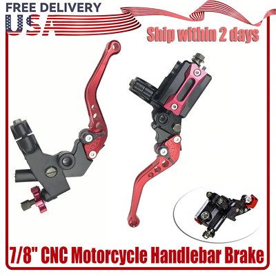 Universal 7/8'' CNC Motorcycle Handlebar Brake Master Cylinder & Clutch Lever Set