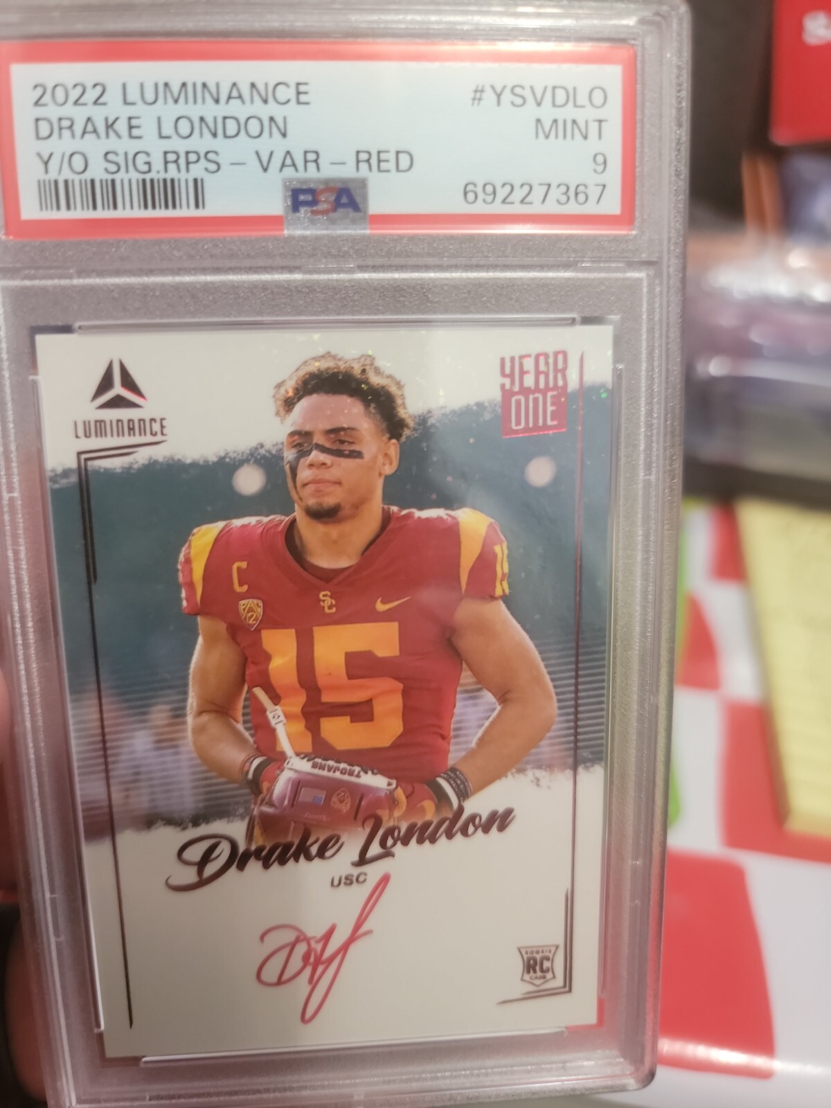 Drake London Panini Luminance Year One Signatures Rps #YSVDLO Variation-Red