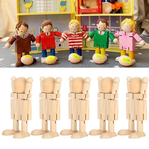 5Pcs Wooden Doll Christmas Decor Graffiti Deformable Movable Joint Robot Toy Kit - Picture 6 of 24