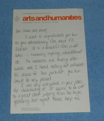 MA Arts & Humanities Council Cornelia Carey Letter To J B Jackson Film Directors