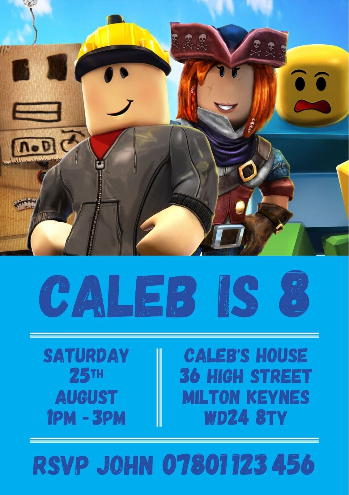 Mobile Roblox Birthday Electronic Invite Invitation DIY