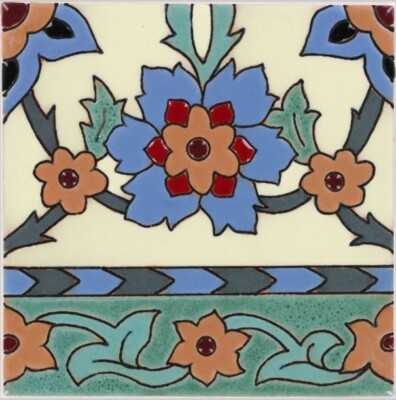Hand Painted Raised Relief Tile - Pasadena