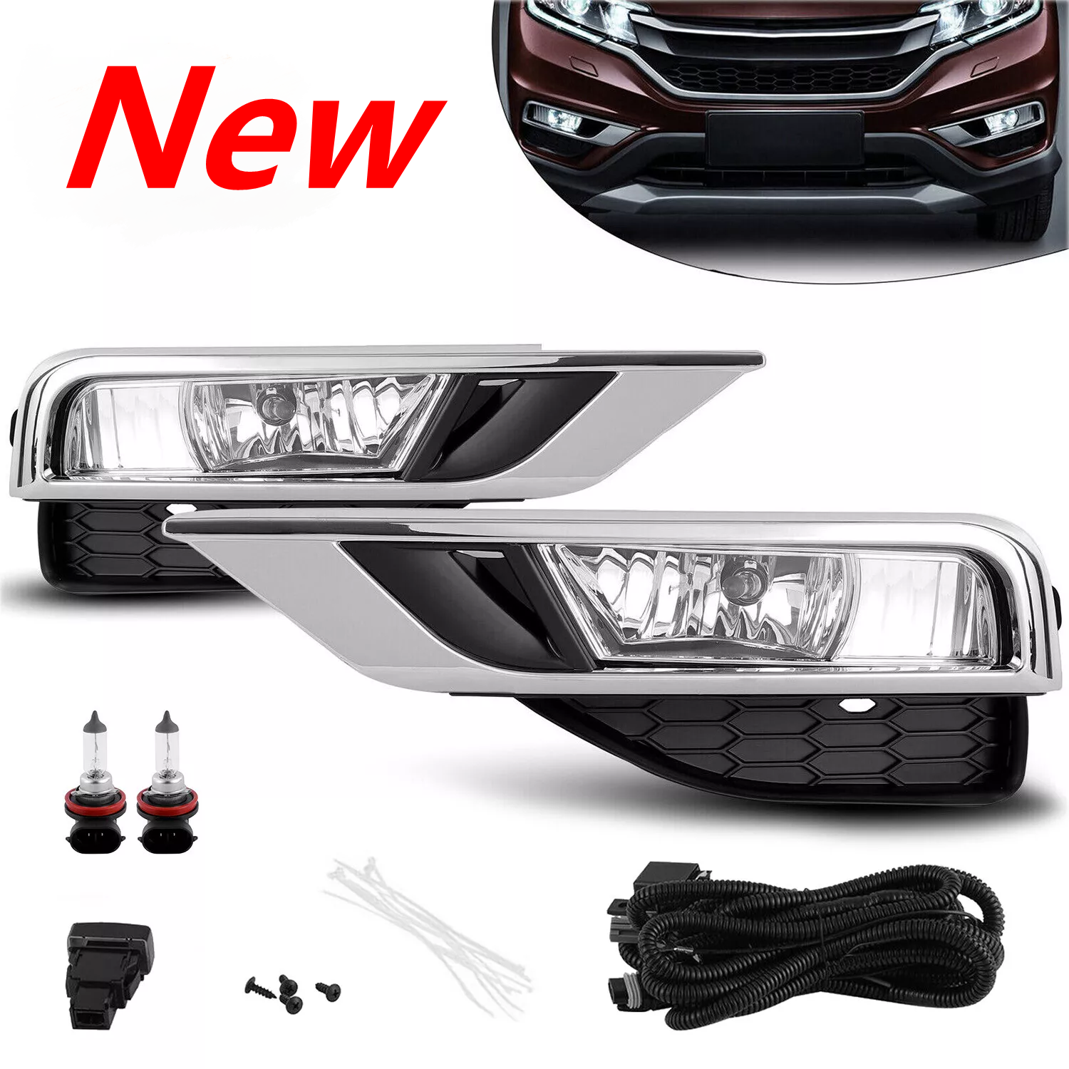 1 Pair For Honda CRV CR-V 2015-2016 Fog Lights Lamps w/ Bezels + Wiring Set
