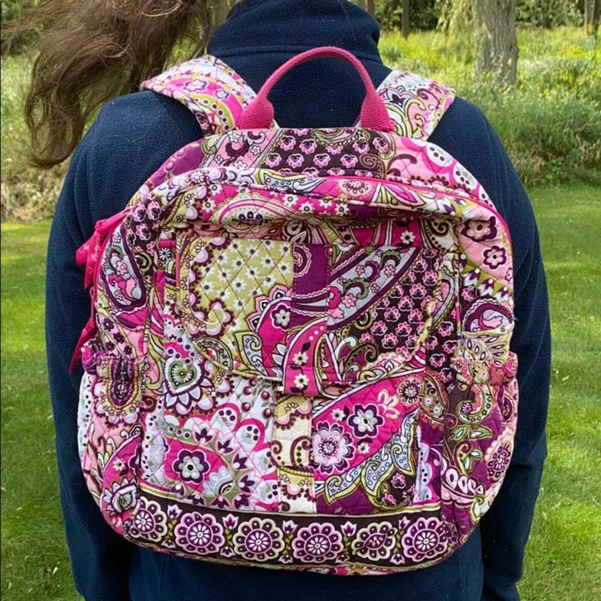 Vera Bradley Very Berry Paisley Pink backpack quilted Y2K magnetic close bag