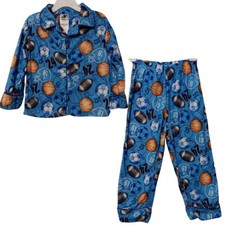Sports Pajamas Set of 2 Pc Pants and coat Button Down Boys Size 4 Football NWT